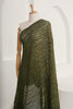 Green Linen Fabric By The Yard Textured Handloom Semi-Sheer Natural Fabrics.