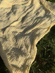 Stretchy Crinkle Cotton Fabric, Textured Surface, Black & Natural White & Butter Yellow