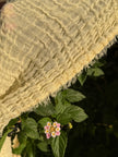 Stretchy Crinkle Cotton Fabric, Textured Surface, Black & Natural White & Butter Yellow