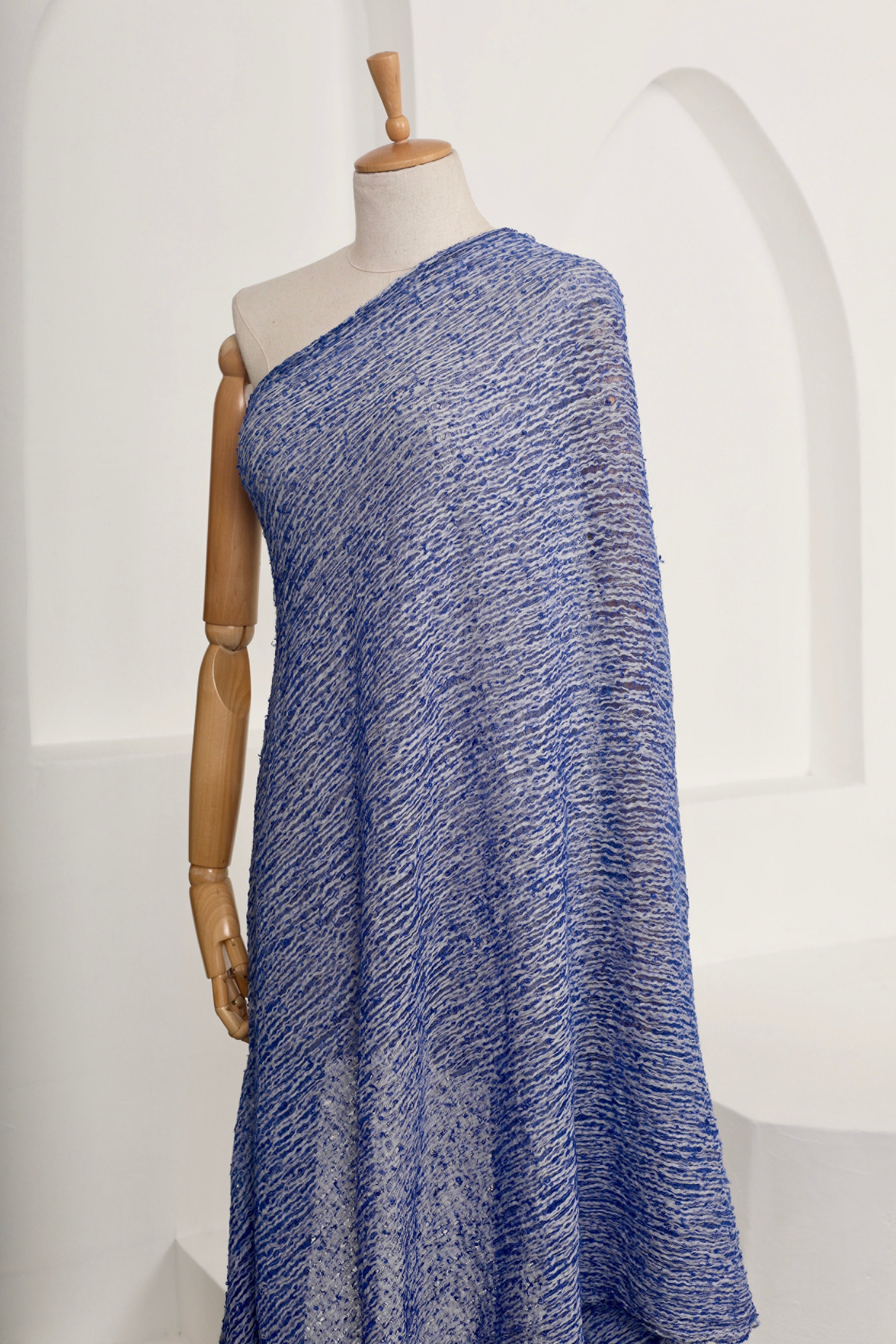 Blue Unique Natural Fabrics: Funky, Sheer, and Textured Cotton Linen.
