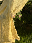 Stretchy Crinkle Cotton Fabric, Textured Surface, Black & Natural White & Butter Yellow