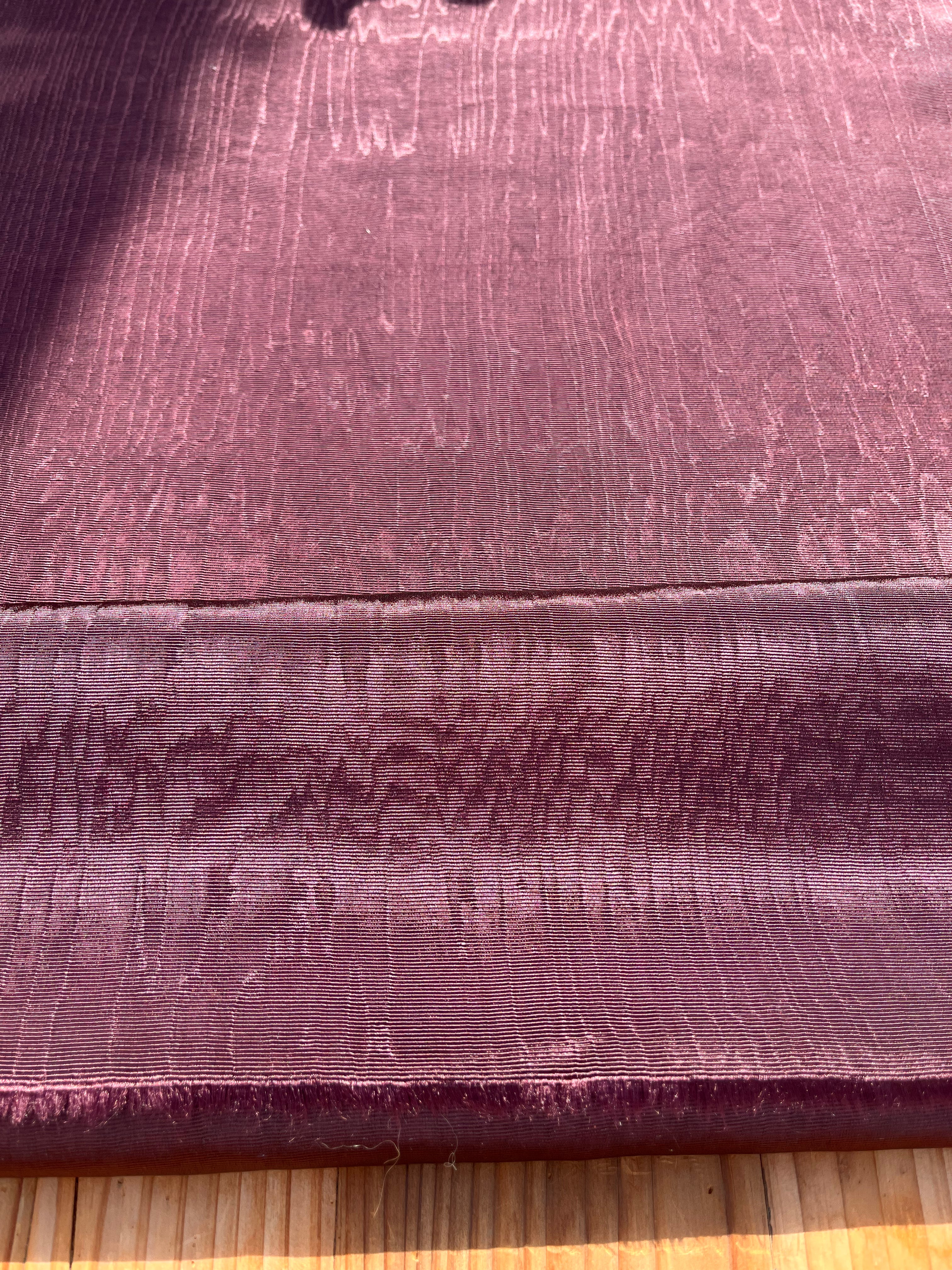 Damson Colour Silk Moire Home Textile Interior Fabrics, Watermark Pattern.