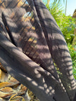 Black Striped Cotton Gauze Fabric – Lightweight Sheer Open Weave Summer Fabric