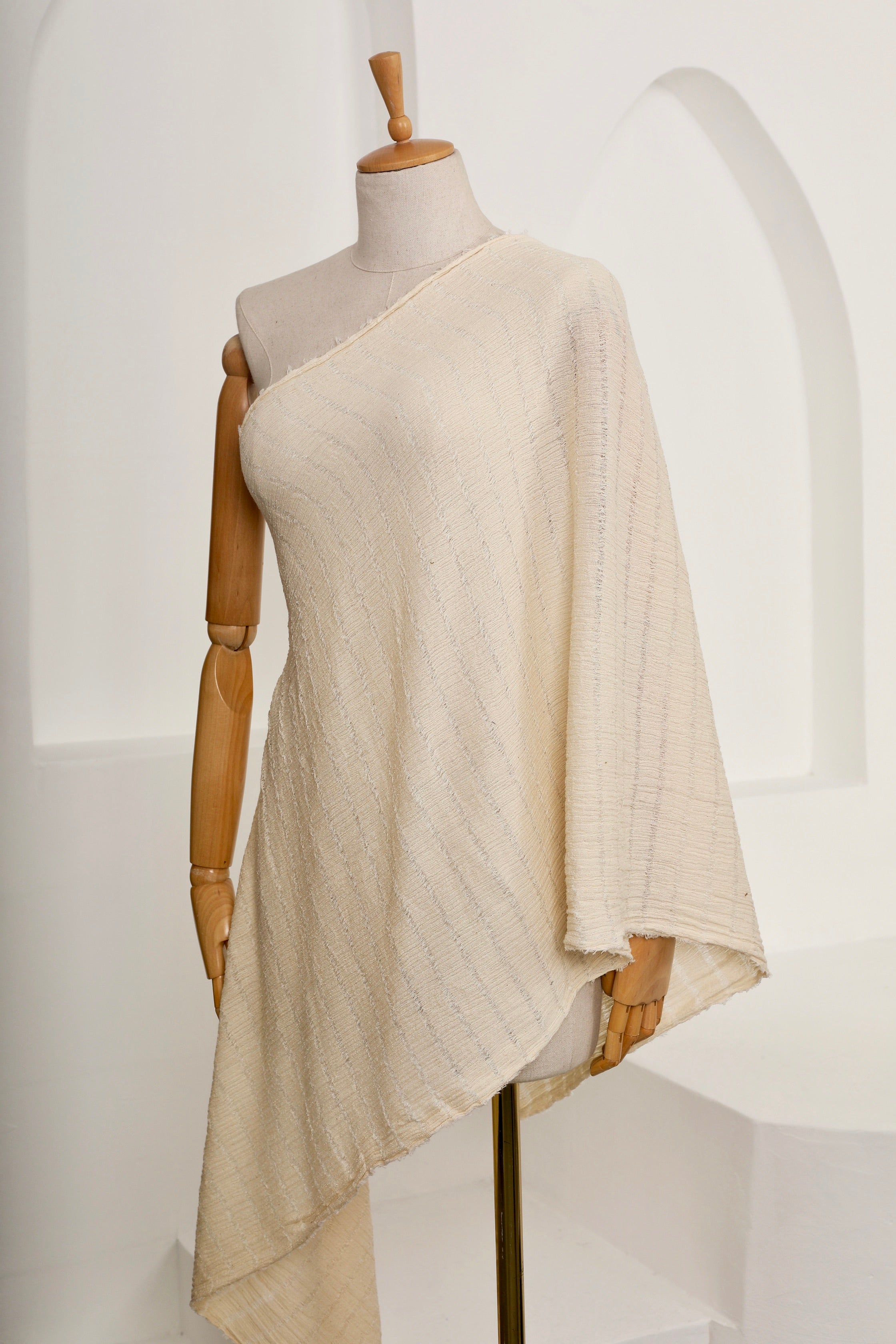 Neutral Textured Turkish Cotton Crinkle Fabric Stretchy.