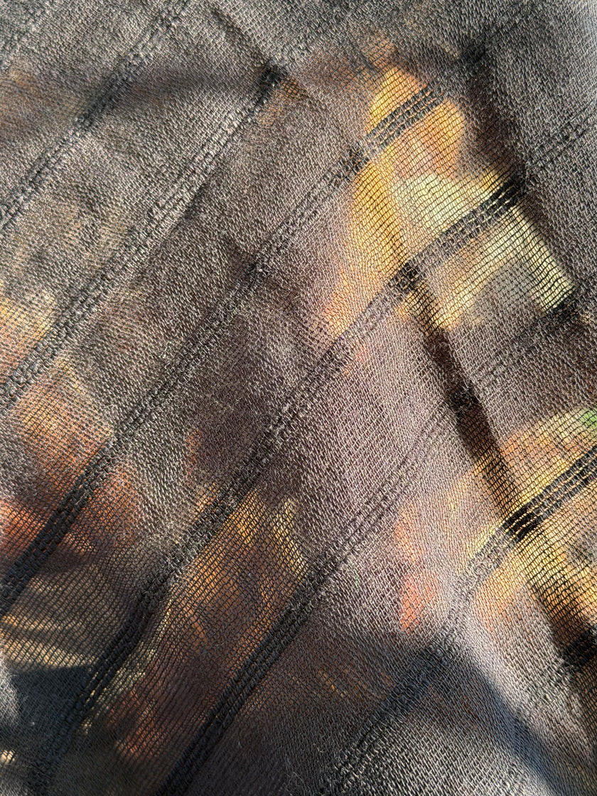 Black Striped Cotton Gauze Fabric – Lightweight Sheer Open Weave Summer Fabric