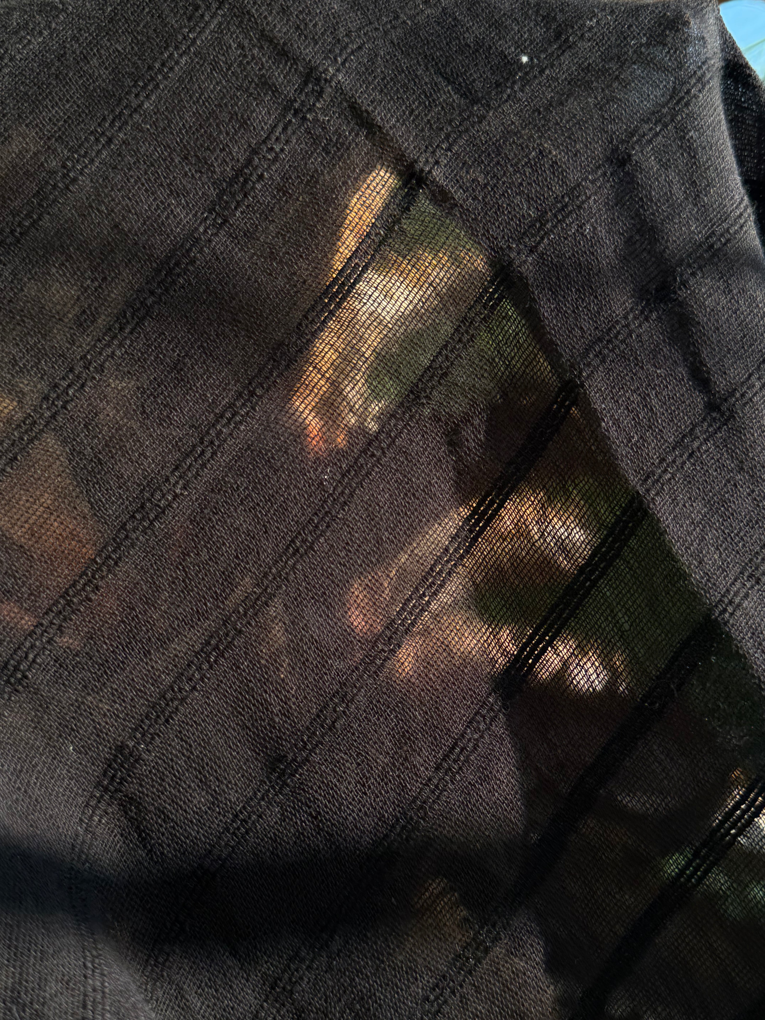 Black Striped Cotton Gauze Fabric – Lightweight Sheer Open Weave Summer Fabric