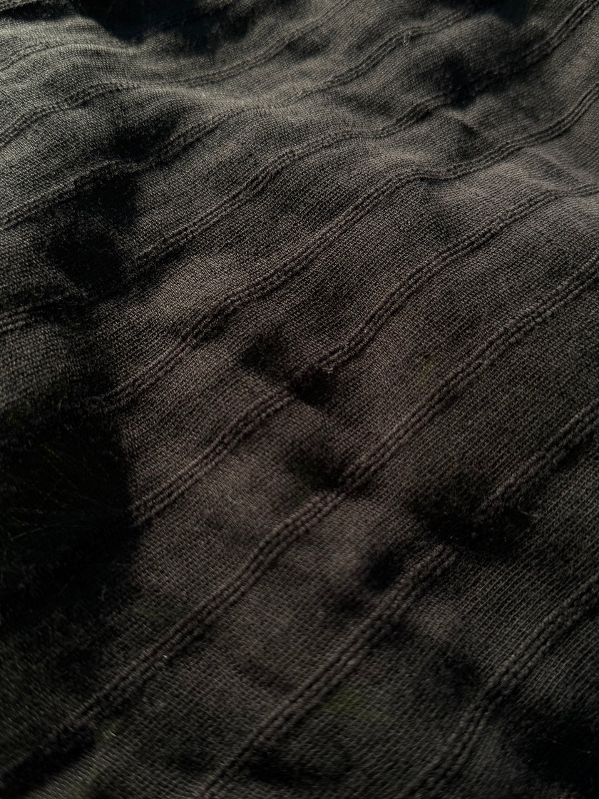 Black Striped Cotton Gauze Fabric – Lightweight Sheer Open Weave Summer Fabric