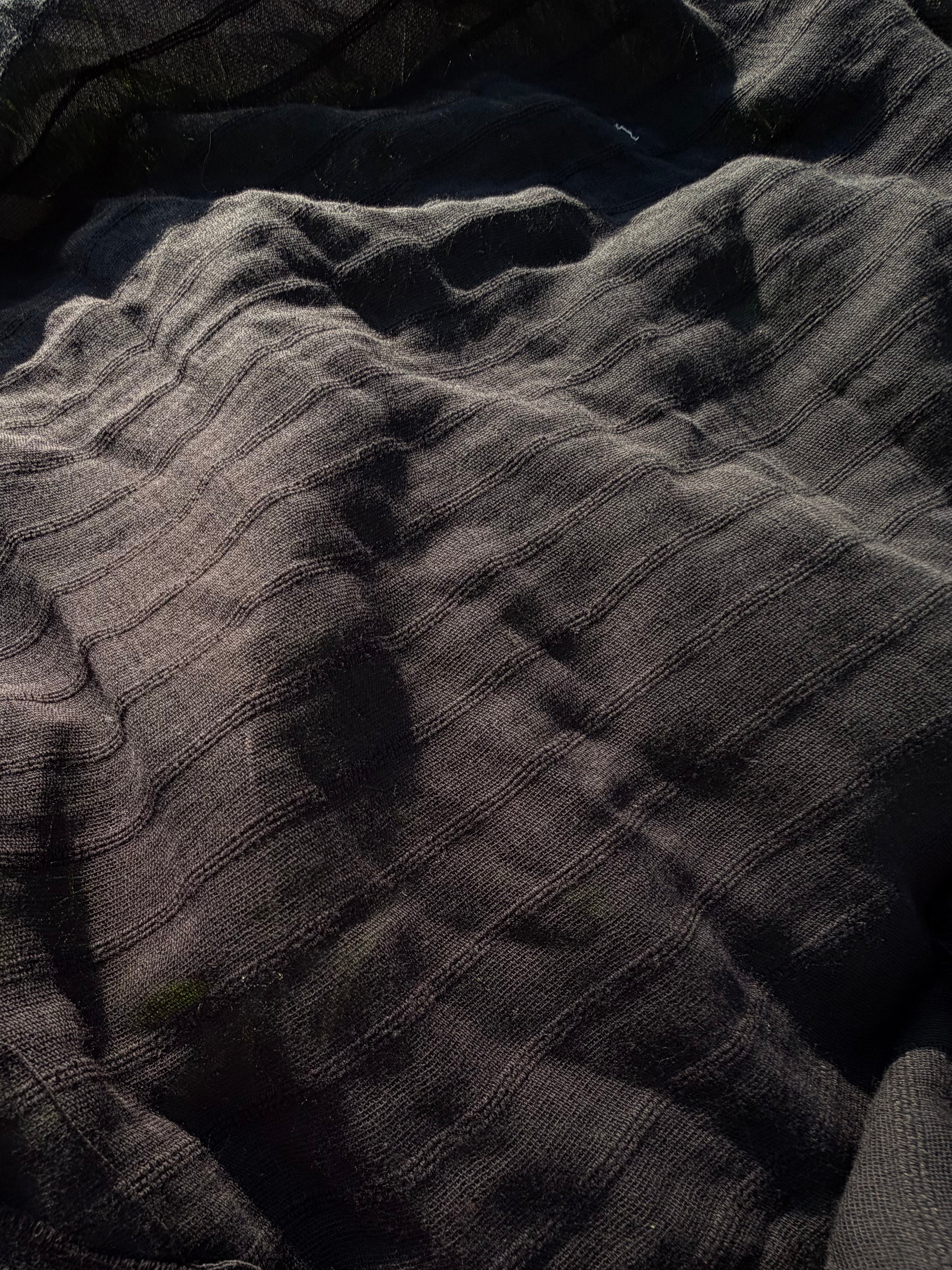 Black Striped Cotton Gauze Fabric – Lightweight Sheer Open Weave Summer Fabric