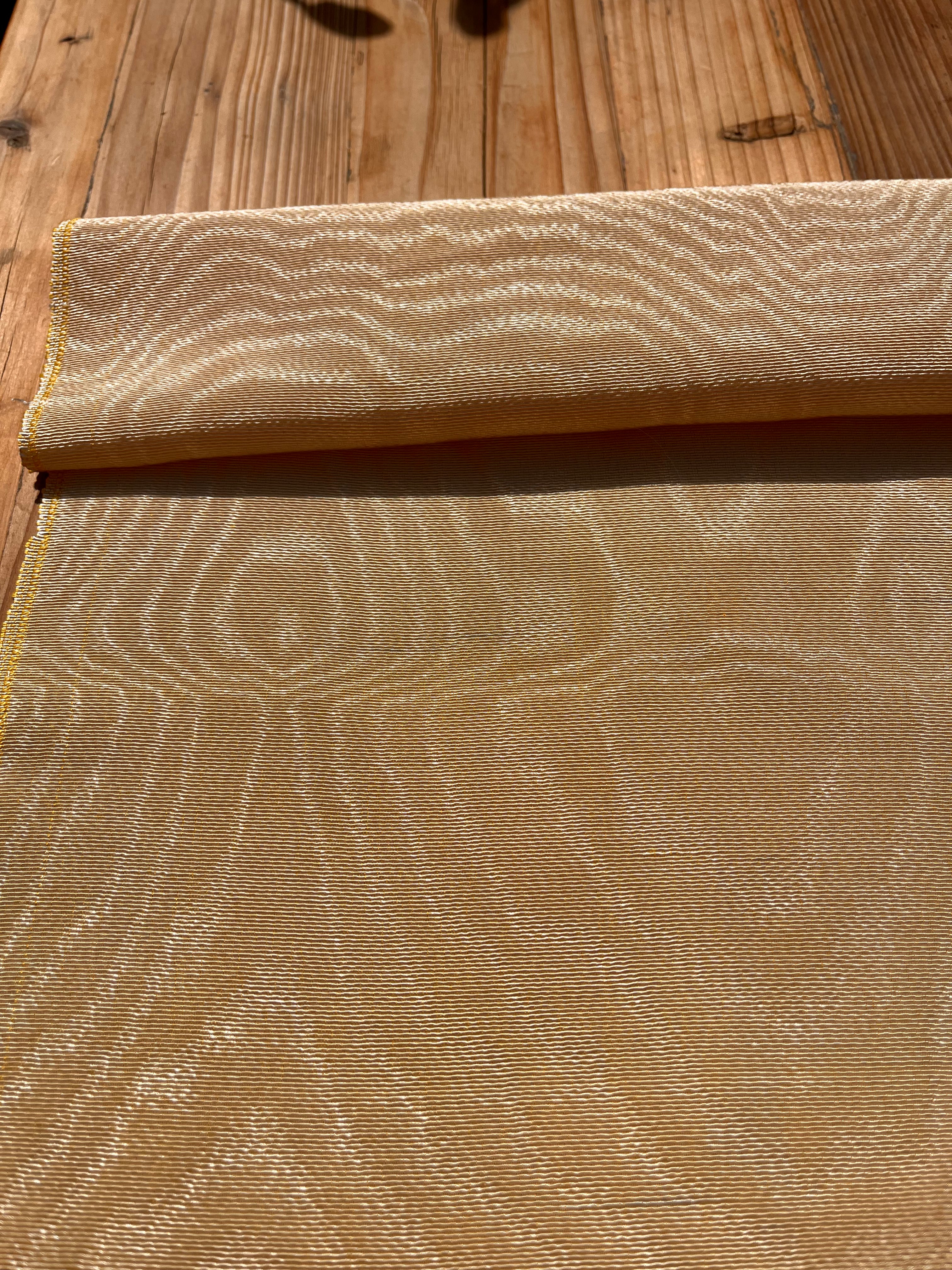 Yellow Silk Fabric, Moire Silk Fabric, Silk By The Yard. Watermark Pattern.