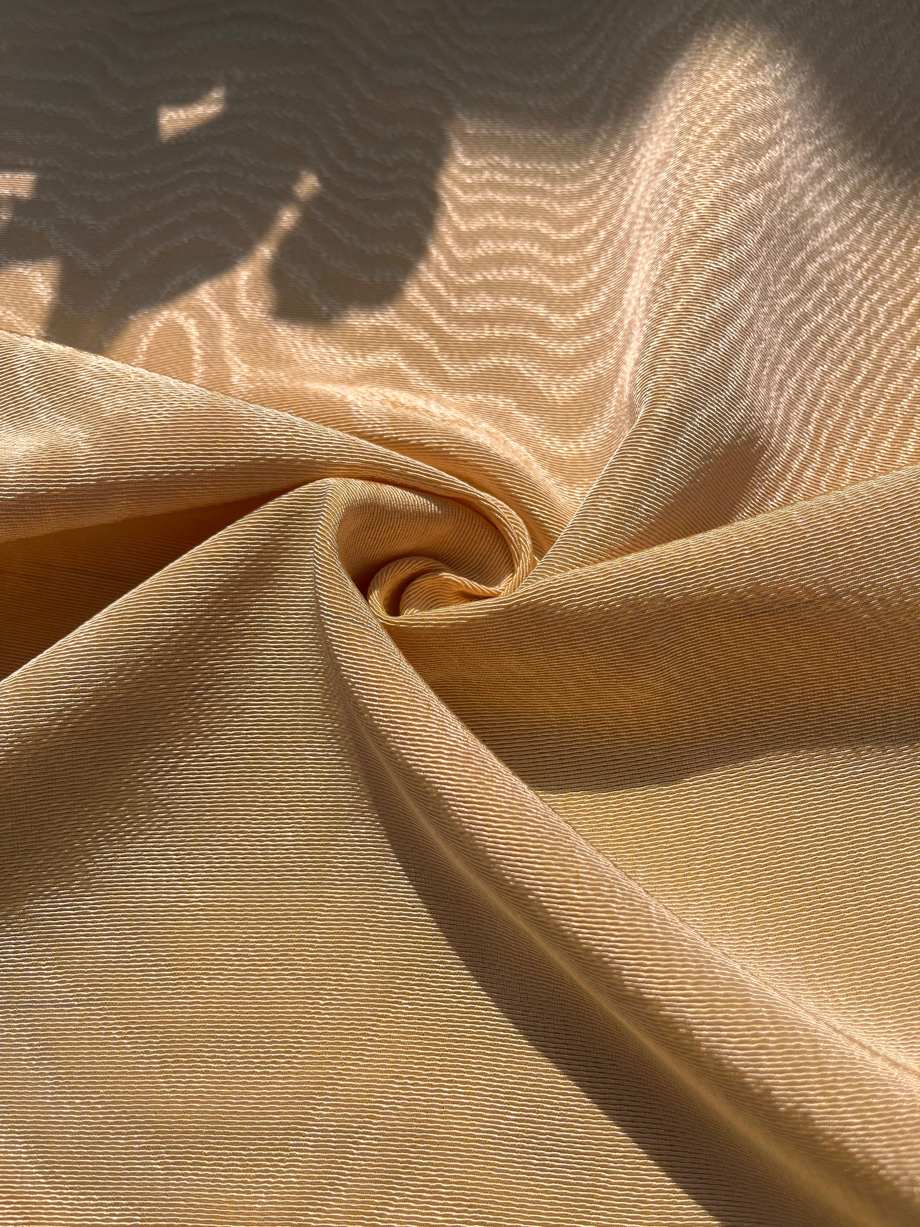 Yellow Silk Fabric, Moire Silk Fabric, Silk By The Yard. Watermark Pattern.