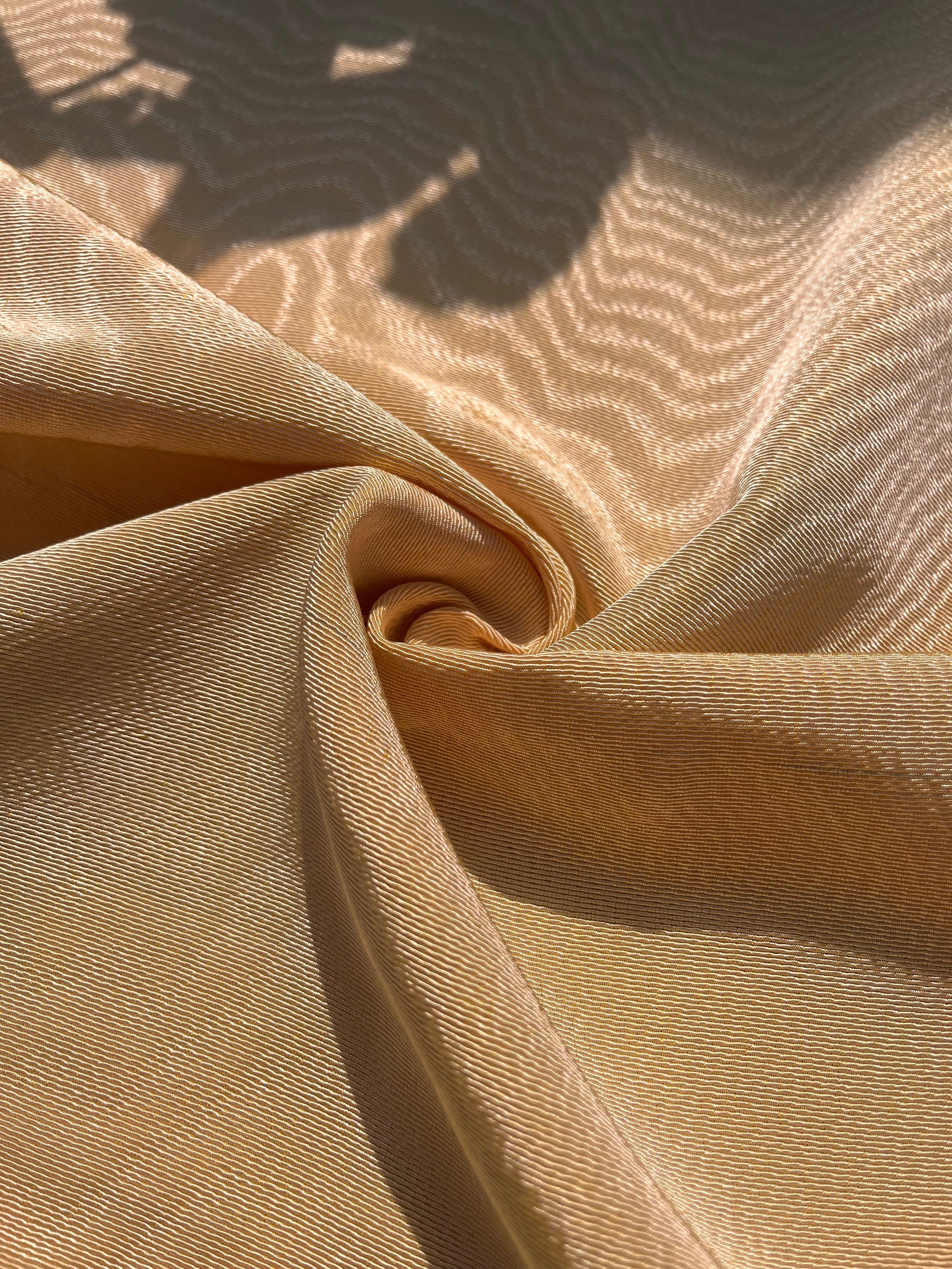 Yellow Silk Fabric, Moire Silk Fabric, Silk By The Yard. Watermark Pattern.