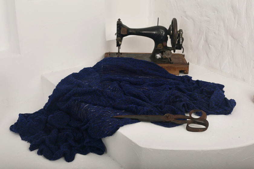 Indigo Blue Benzersiz Doğal Kumaşlar: Eğlenceli, Şeffaf ve Dokulu Pamuklu Keten Karışımı | Yaz Kreasyonlarınız İçin 3D Dokulu Kaliteli Özel Kumaşlar.