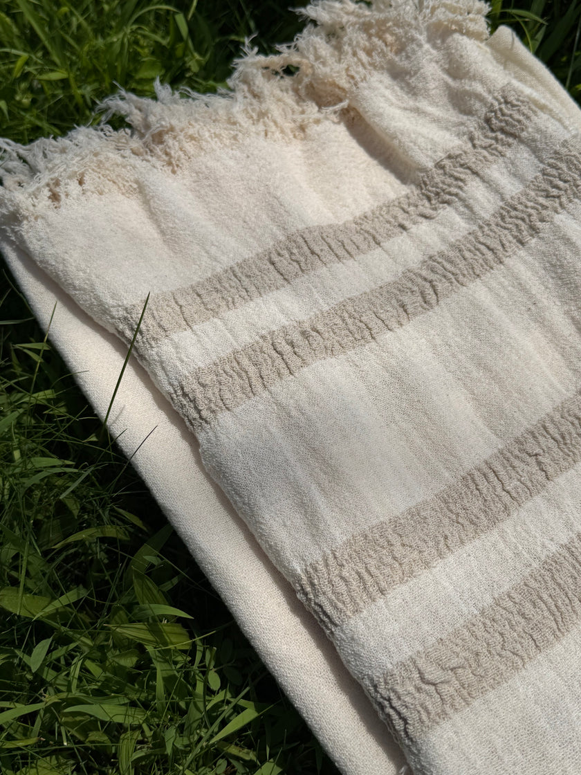 100% Organic Cotton Fabric Panel – Lightweight Fringed Beach Dress Fabric