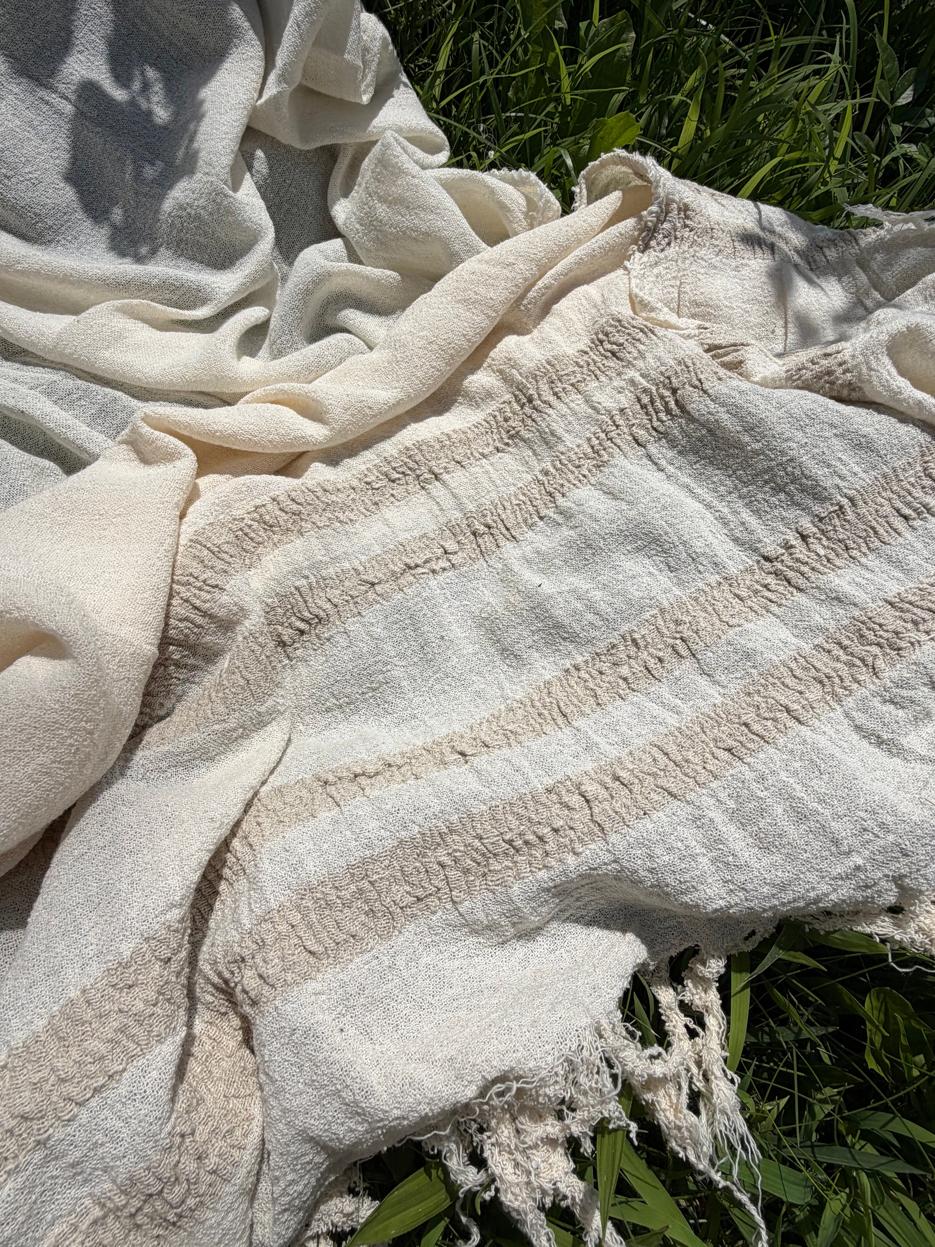100% Organic Cotton Fabric Panel – Lightweight Fringed Beach Dress Fabric