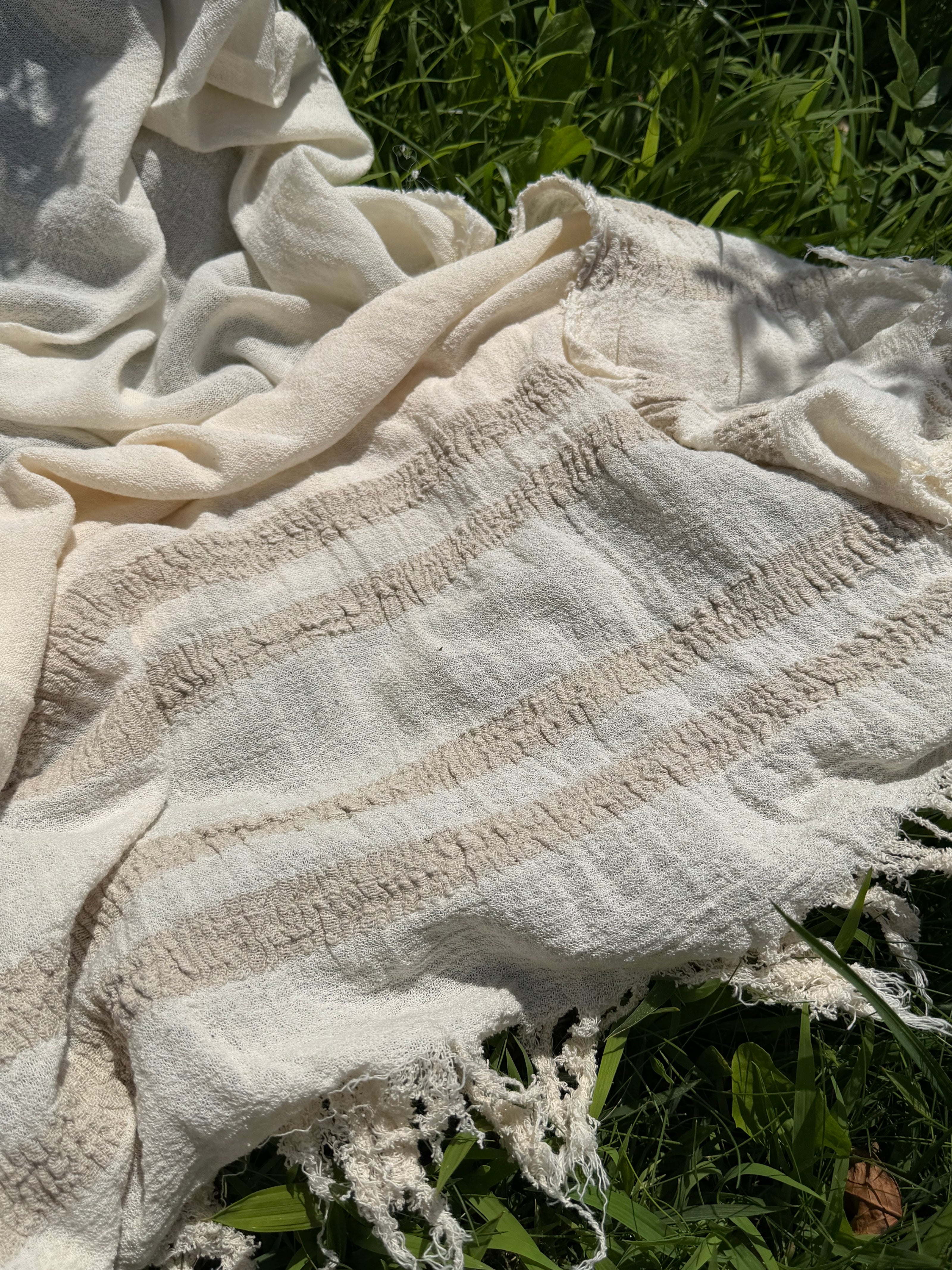 100% Organic Cotton Fabric Panel – Lightweight Fringed Beach Dress Fabric