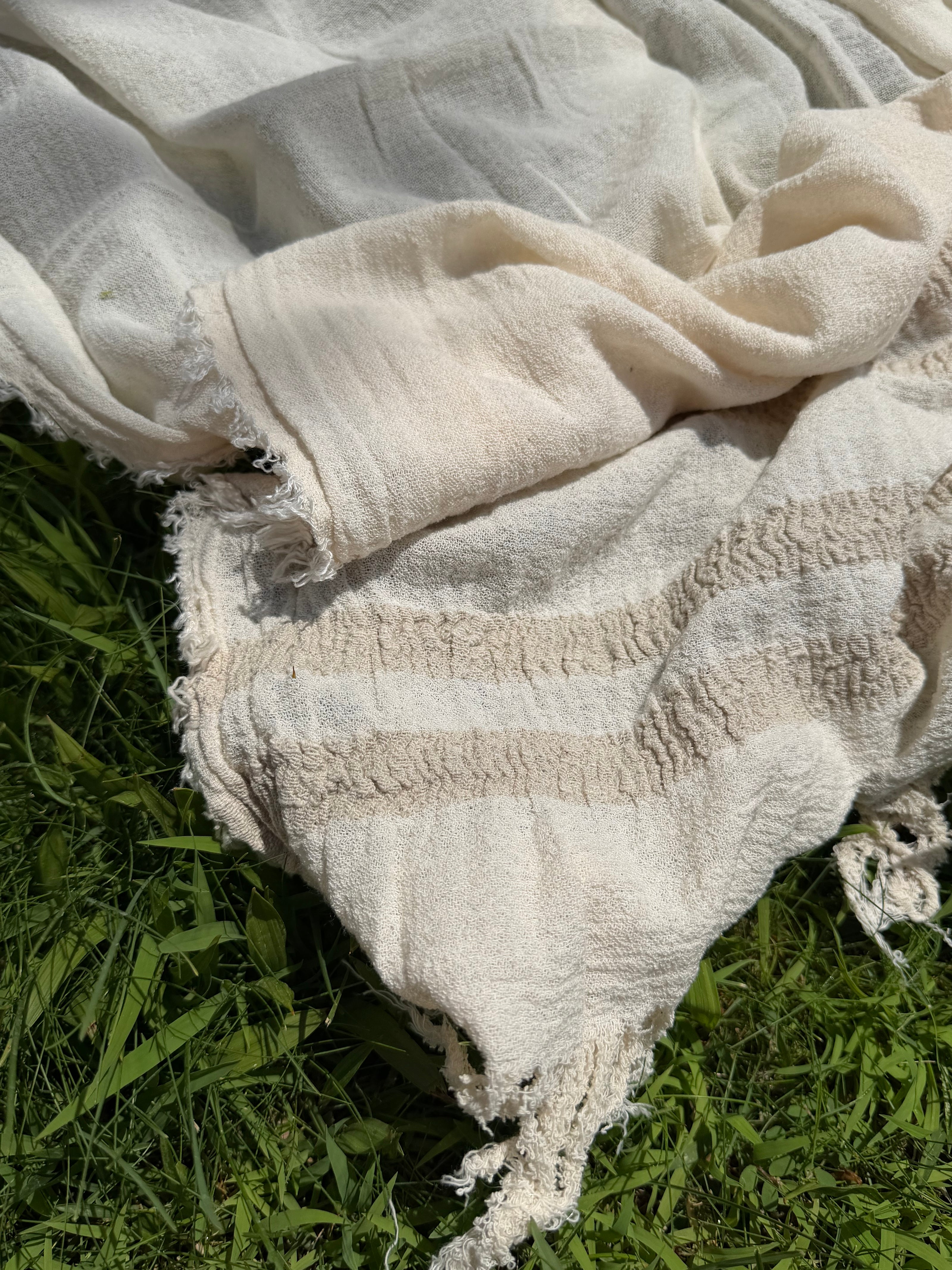 100% Organic Cotton Fabric Panel – Lightweight Fringed Beach Dress Fabric