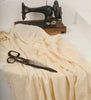 Ecru Cotton Linen Fabric By The Meter, Neutral Undyed Pin Stripes.