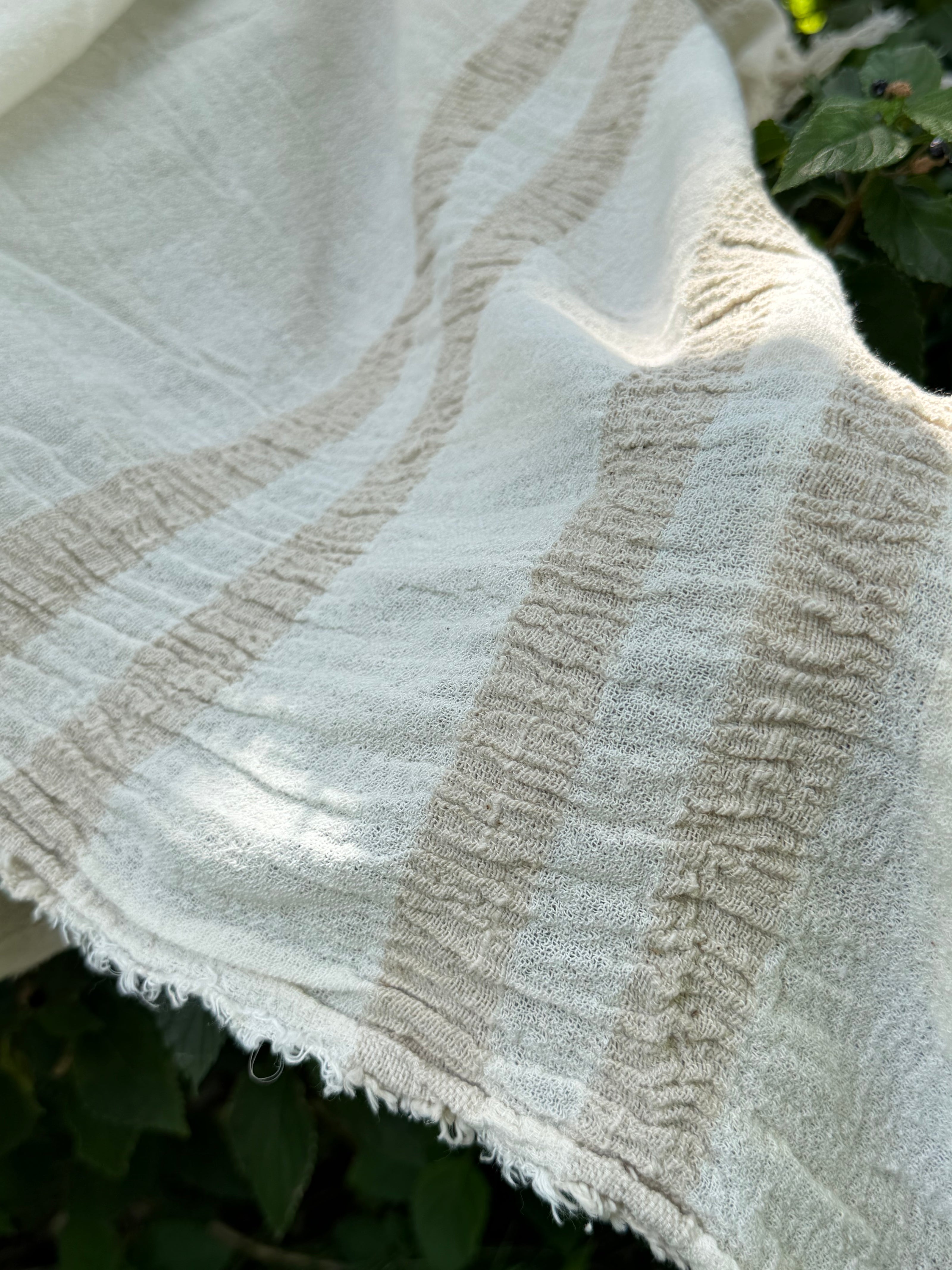 100% Organic Cotton Fabric Panel – Lightweight Fringed Beach Dress Fabric