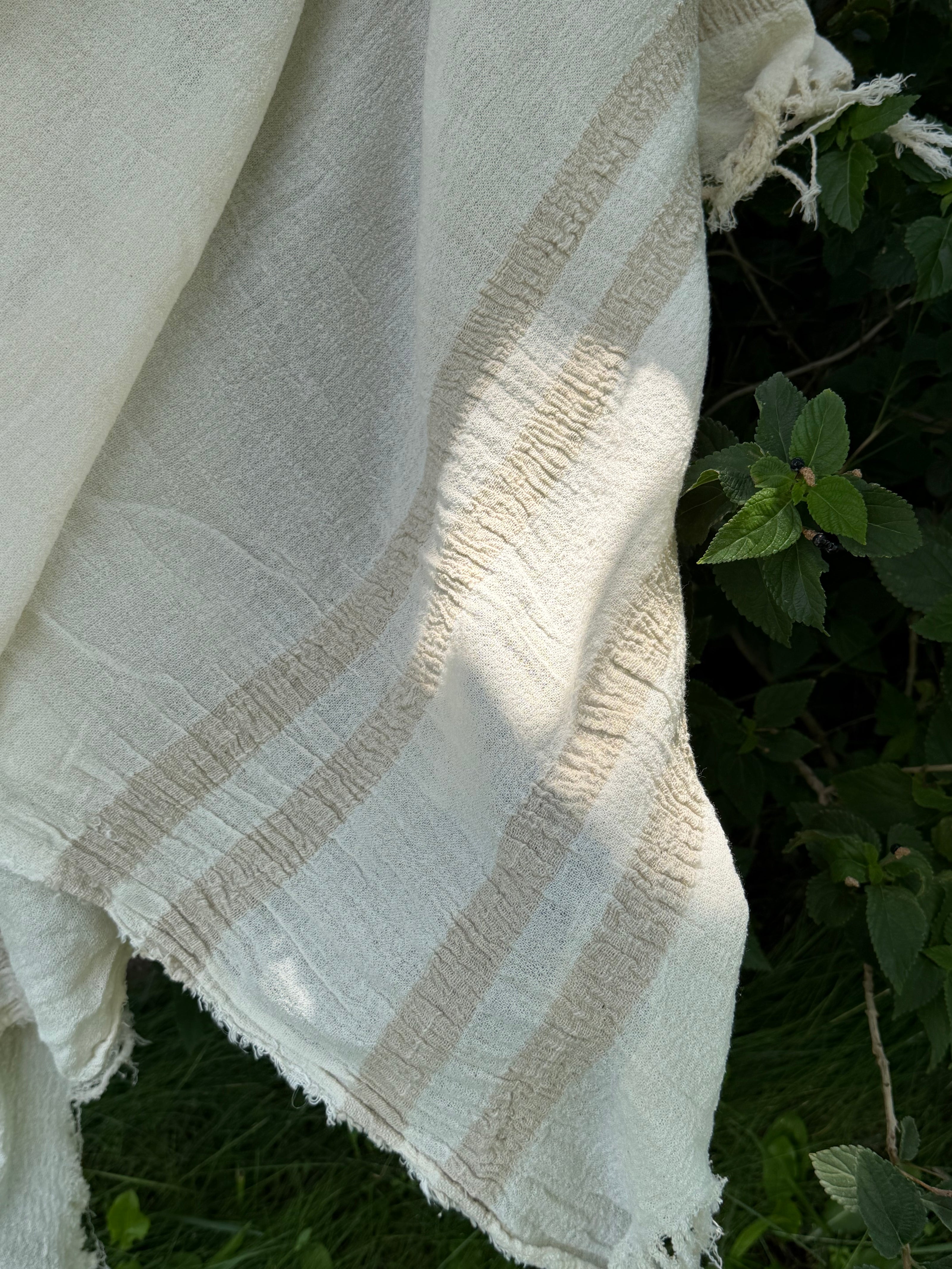 100% Organic Cotton Fabric Panel – Lightweight Fringed Beach Dress Fabric