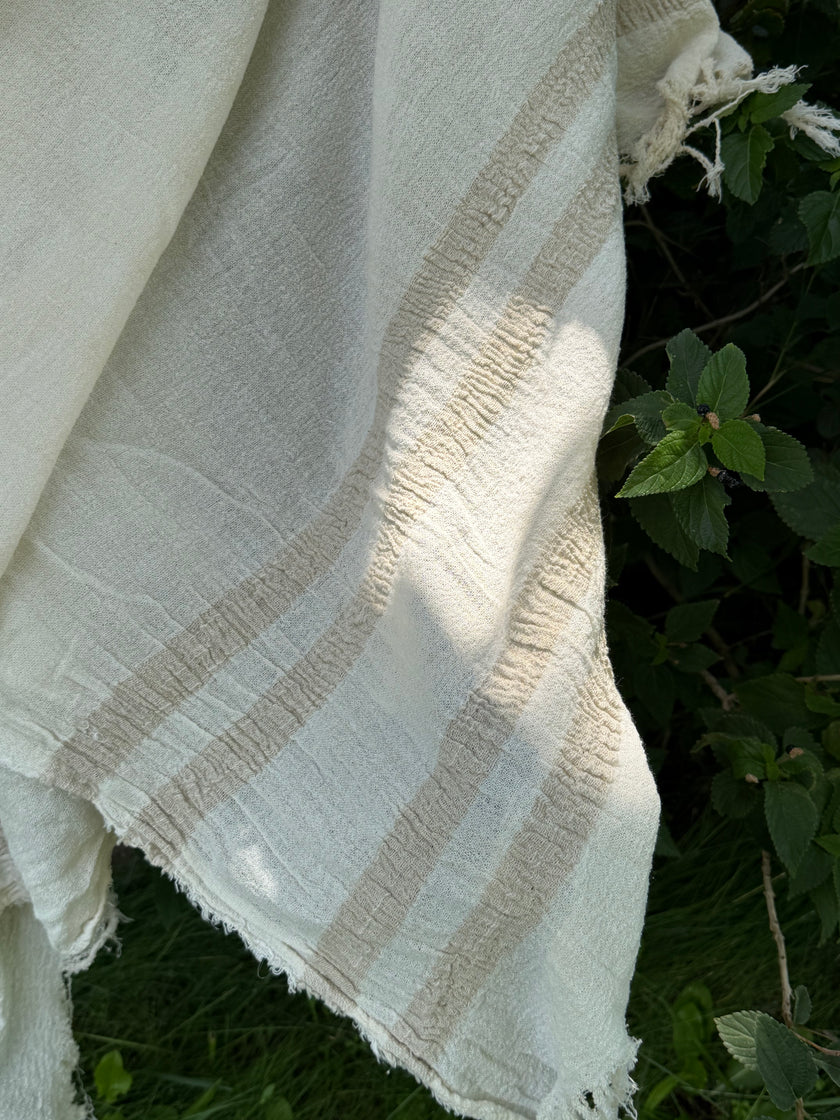 100% Organic Cotton Fabric Panel – Lightweight Fringed Beach Dress Fabric