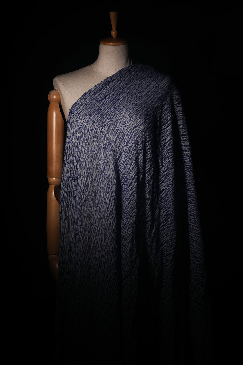 Tissus naturels uniques Sax Blue : mélange de lin en coton funky, transparent et texturé | Tissus spéciaux de qualité avec texture 3D pour les créations estivales.