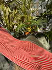 Red - Yellow Stripes Silk Fabric, Moire Silk Fabric, Silk By The Yard. Watermark Pattern.
