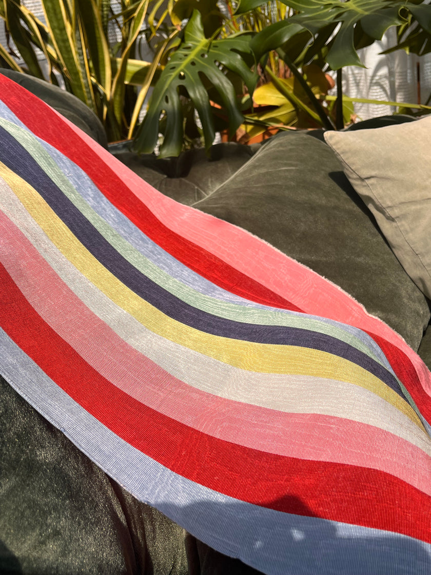 Osmanlı Başlıklı Gökkuşağı Çizgili Lüks İpek Döşeme, Ev Tekstili İç Mekan Kumaşları: Yastık Kılıfları, Kimono Esintili Tasarımlar, Filigran Desenleri.