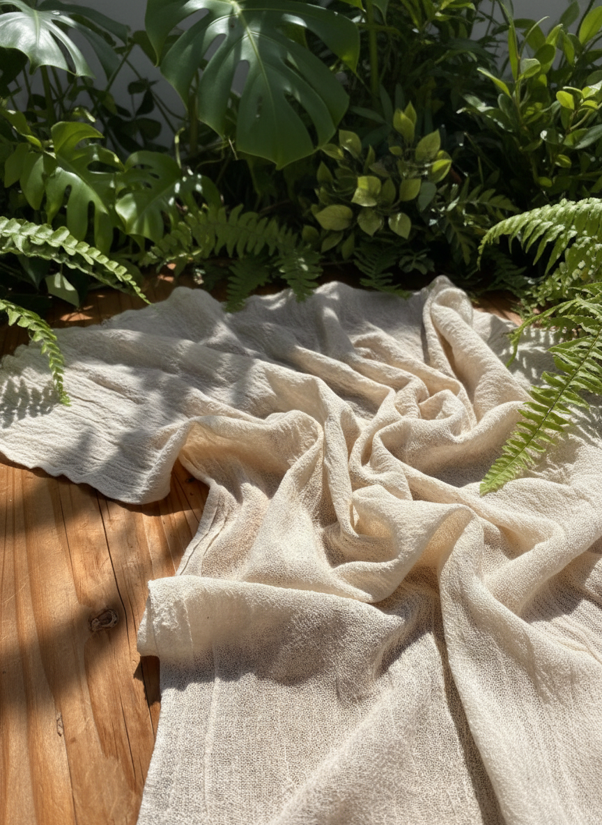 Özel Dokulu Türk Pamuğu Buruşuk Kumaş: Kimono Yazlık Elbiseler, Yenidoğan Kıyafetleri İçin Benzersiz Kalite | Tül, Şeffaf ve Esnek Seçenekler.