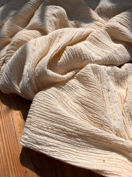 Tissu en coton extensible, tissu froissé en coton turc texturé spécial : qualité unique pour les robes d'été kimono, les tenues de nouveau-né | Options de gaze, transparentes et extensibles