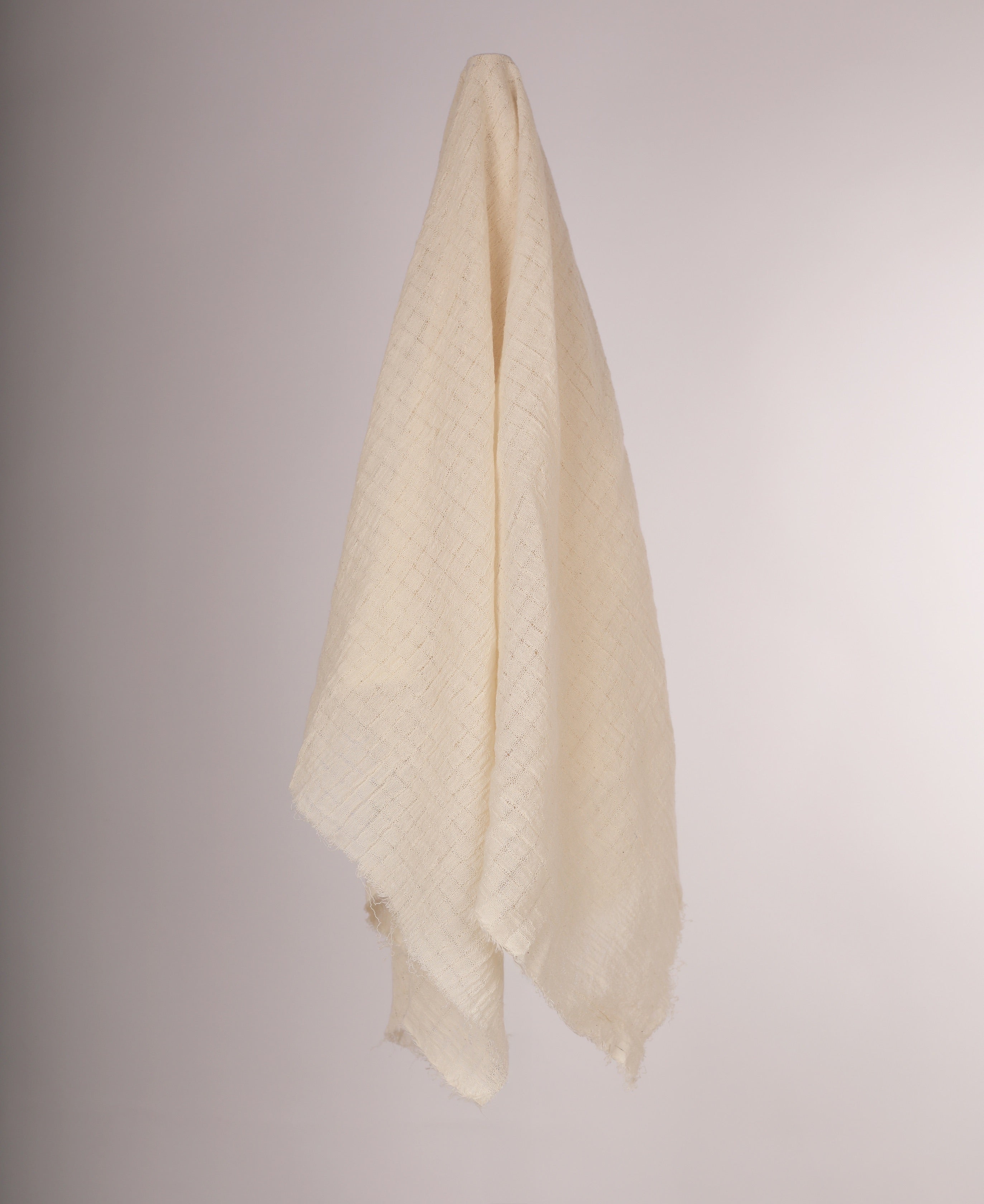 Check Weave Sheer Neutral Cotton Fabric