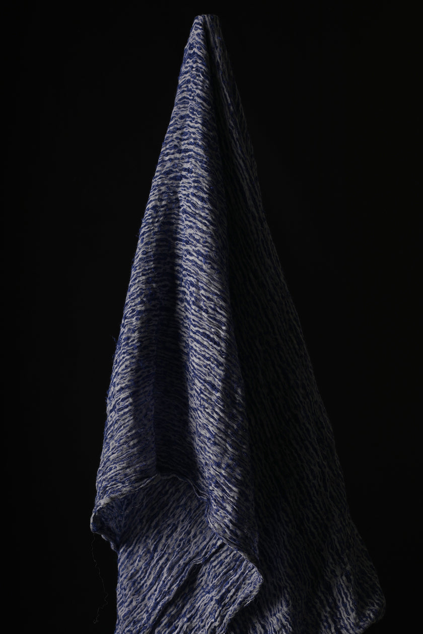 Tissus naturels uniques Sax Blue : mélange de lin en coton funky, transparent et texturé | Tissus spéciaux de qualité avec texture 3D pour les créations estivales.