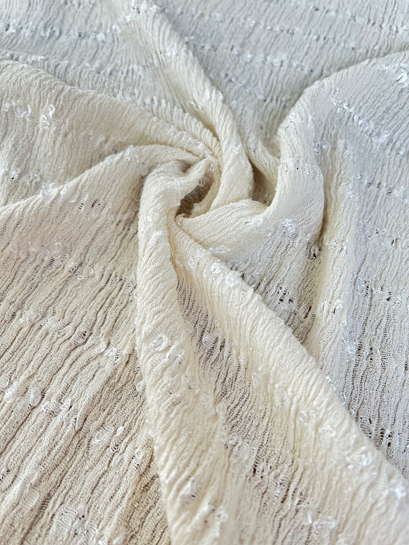 Nötr Dokulu Pamuklu Esnek Buruşuk Kumaş: Kimono Yaz Etekleri Yenidoğan Kıyafetleri İçin Benzersiz Kalite | Esnek Seçenekler, El Dokuması.