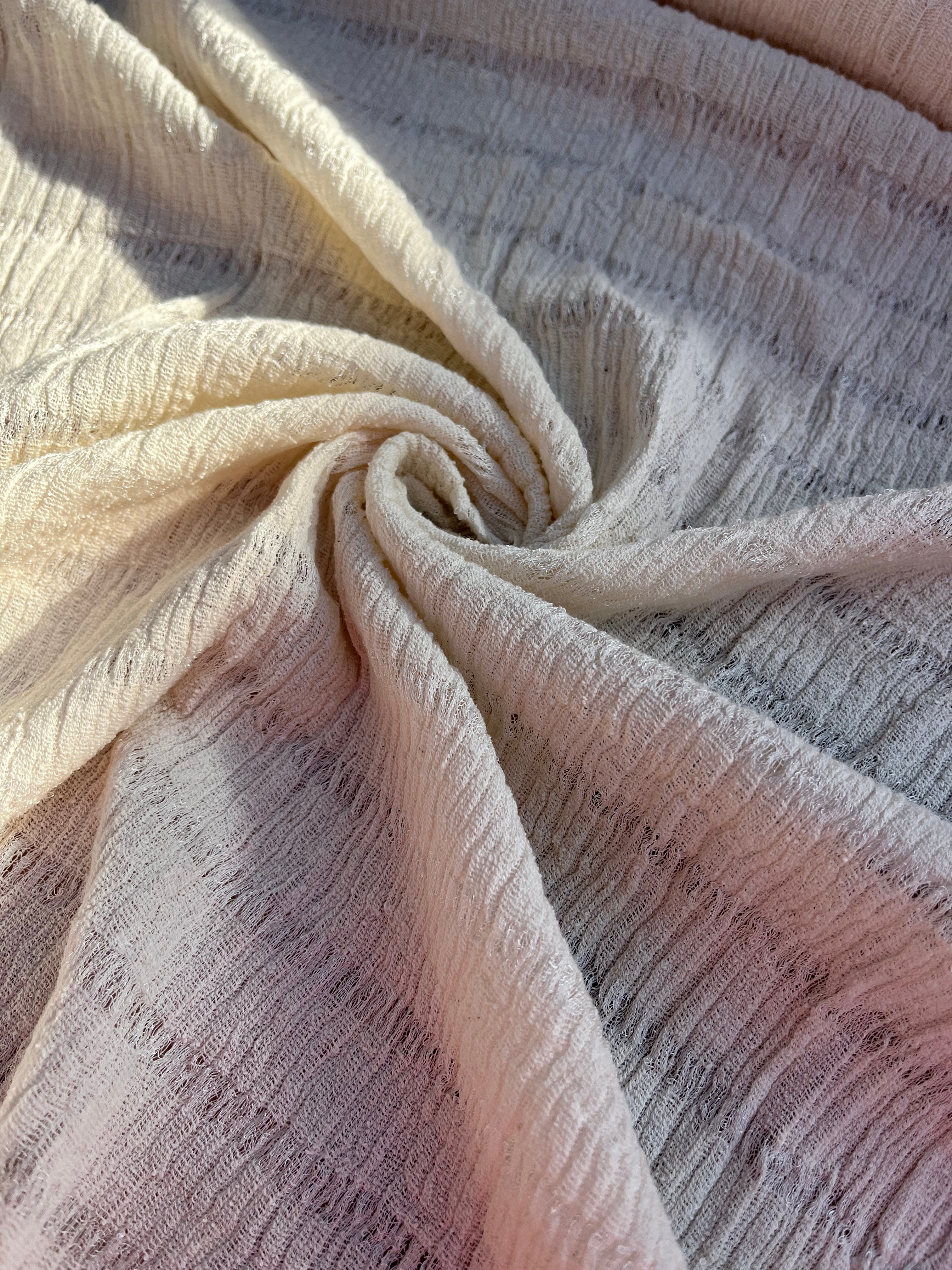 Neutral Textured Turkish Cotton Crinkle Fabric Stretchy.