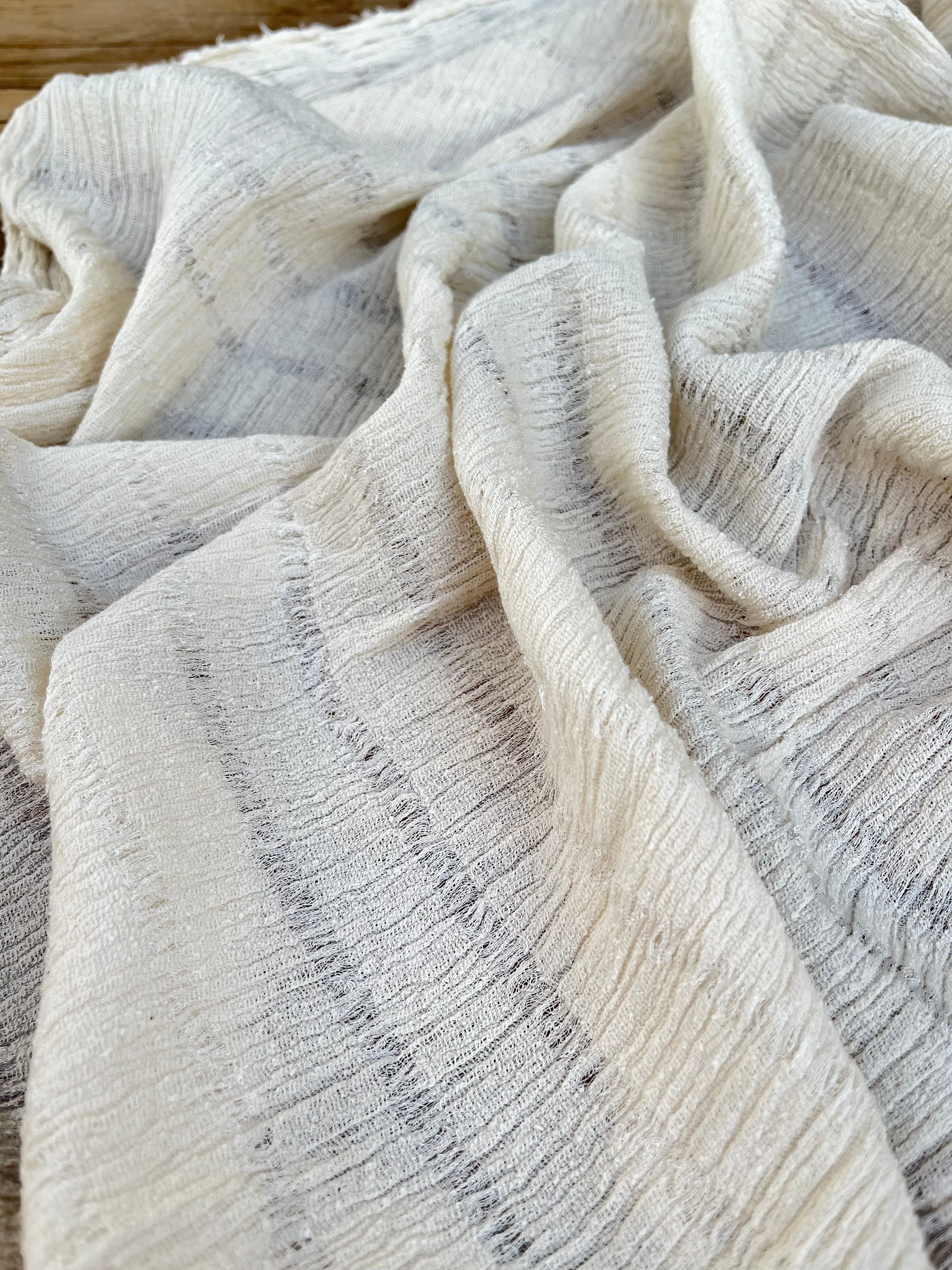 Neutral Textured Turkish Cotton Crinkle Fabric Stretchy.