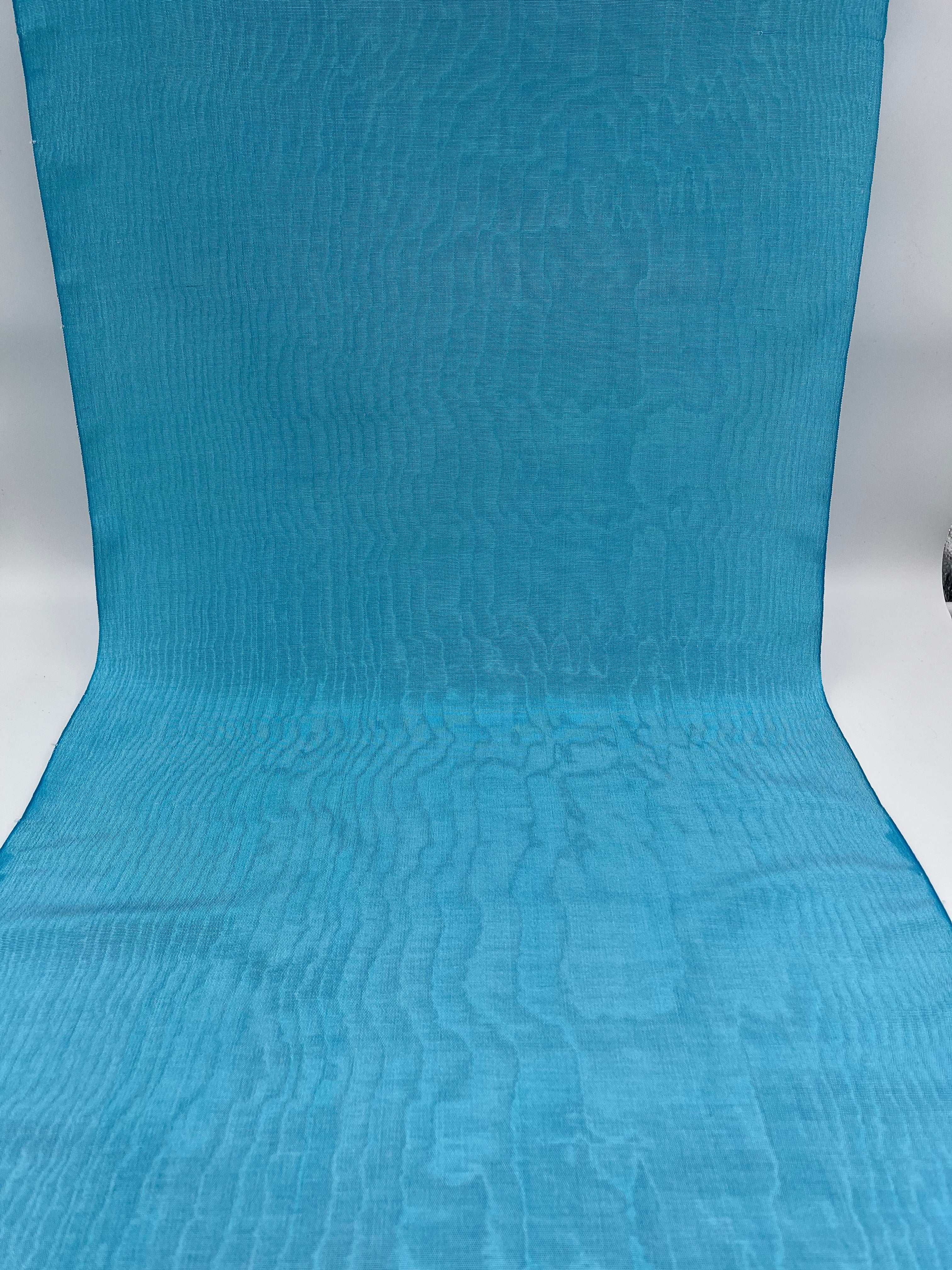 Light Blue Silk Fabric, Moire Silk Fabric, Silk By The Yard. Watermark Pattern.