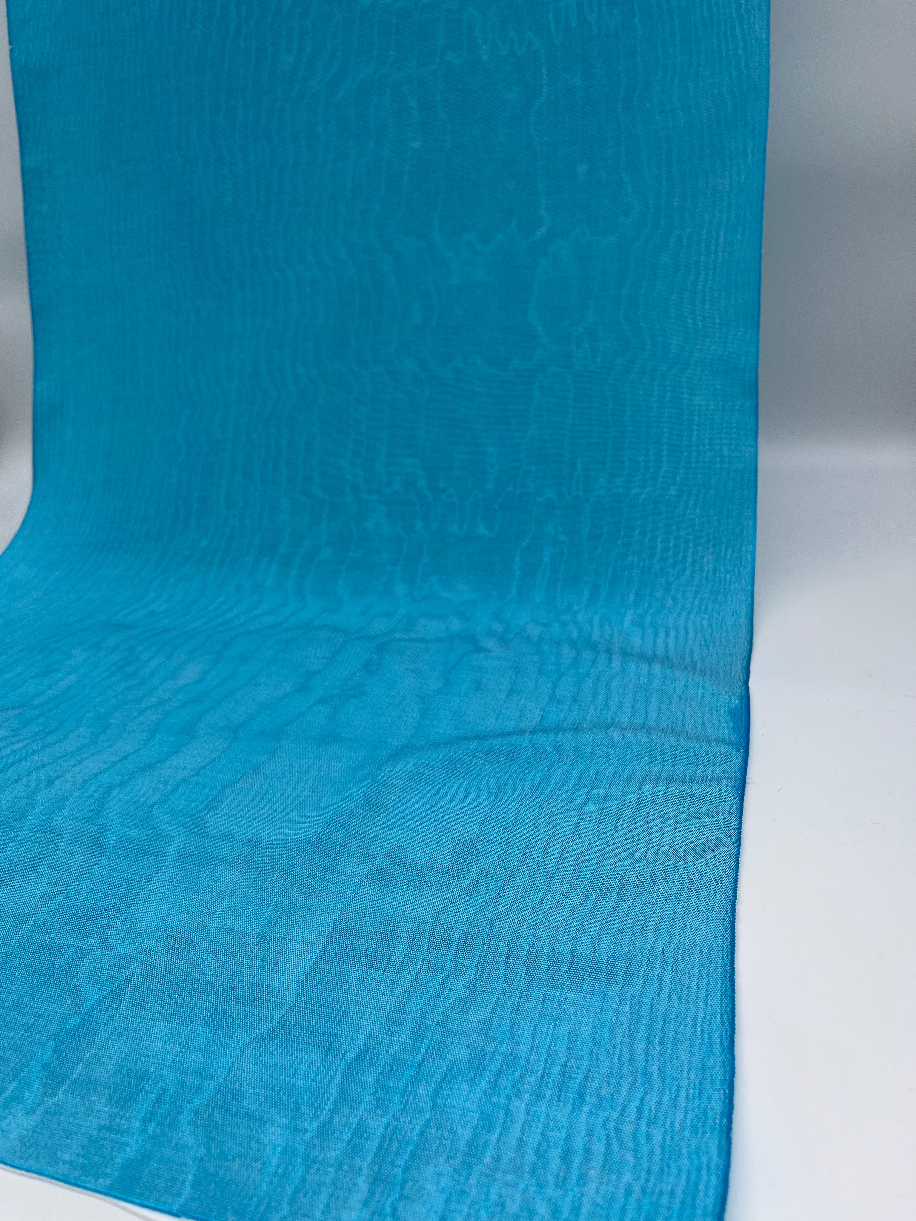 Light Blue Silk Fabric, Moire Silk Fabric, Silk By The Yard. Watermark Pattern.
