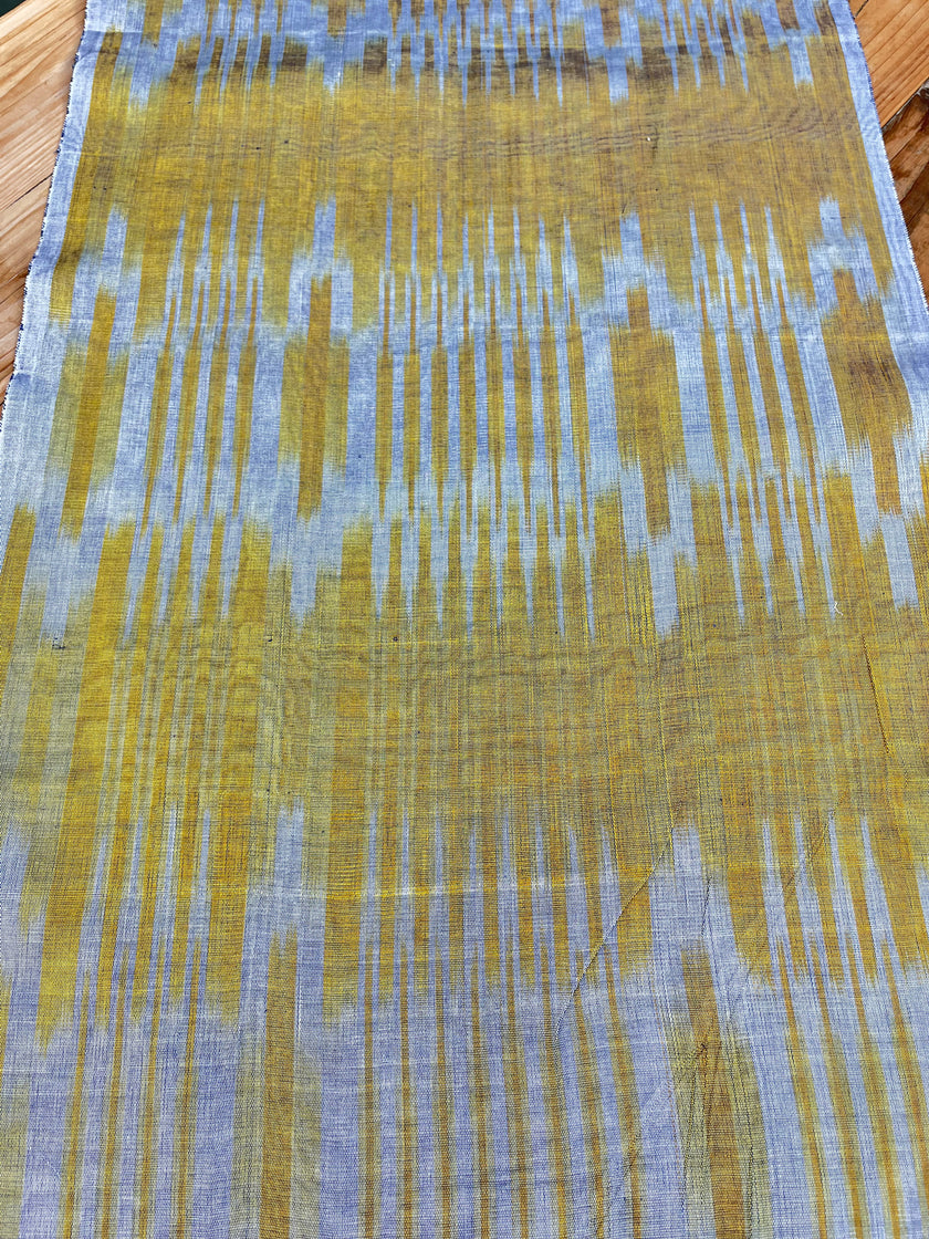 Sarı İkat Çizgili Lüks İpek Döşeme Osmanlı Başlık, Ev Tekstili İç Mekan Kumaşları: Yastık Kılıfları, Kimono Esintili Tasarımlar, Filigran Desenleri.