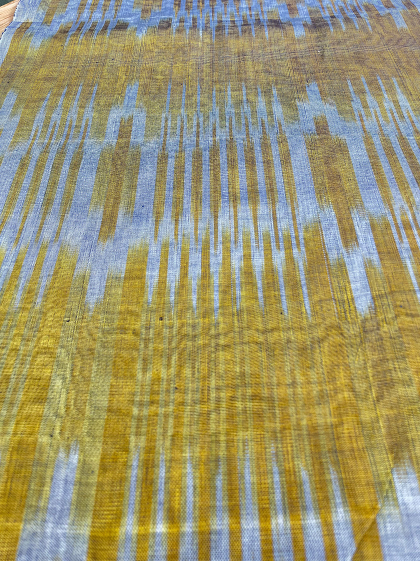 Sarı İkat Çizgili Lüks İpek Döşeme Osmanlı Başlık, Ev Tekstili İç Mekan Kumaşları: Yastık Kılıfları, Kimono Esintili Tasarımlar, Filigran Desenleri.