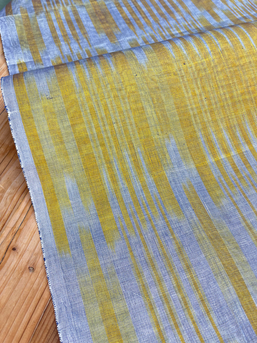 Sarı İkat Çizgili Lüks İpek Döşeme Osmanlı Başlık, Ev Tekstili İç Mekan Kumaşları: Yastık Kılıfları, Kimono Esintili Tasarımlar, Filigran Desenleri.