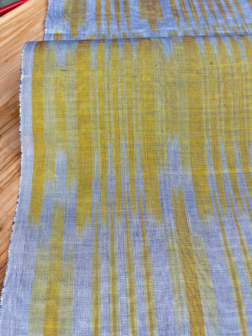 Sarı İkat Çizgili Lüks İpek Döşeme Osmanlı Başlık, Ev Tekstili İç Mekan Kumaşları: Yastık Kılıfları, Kimono Esintili Tasarımlar, Filigran Desenleri.