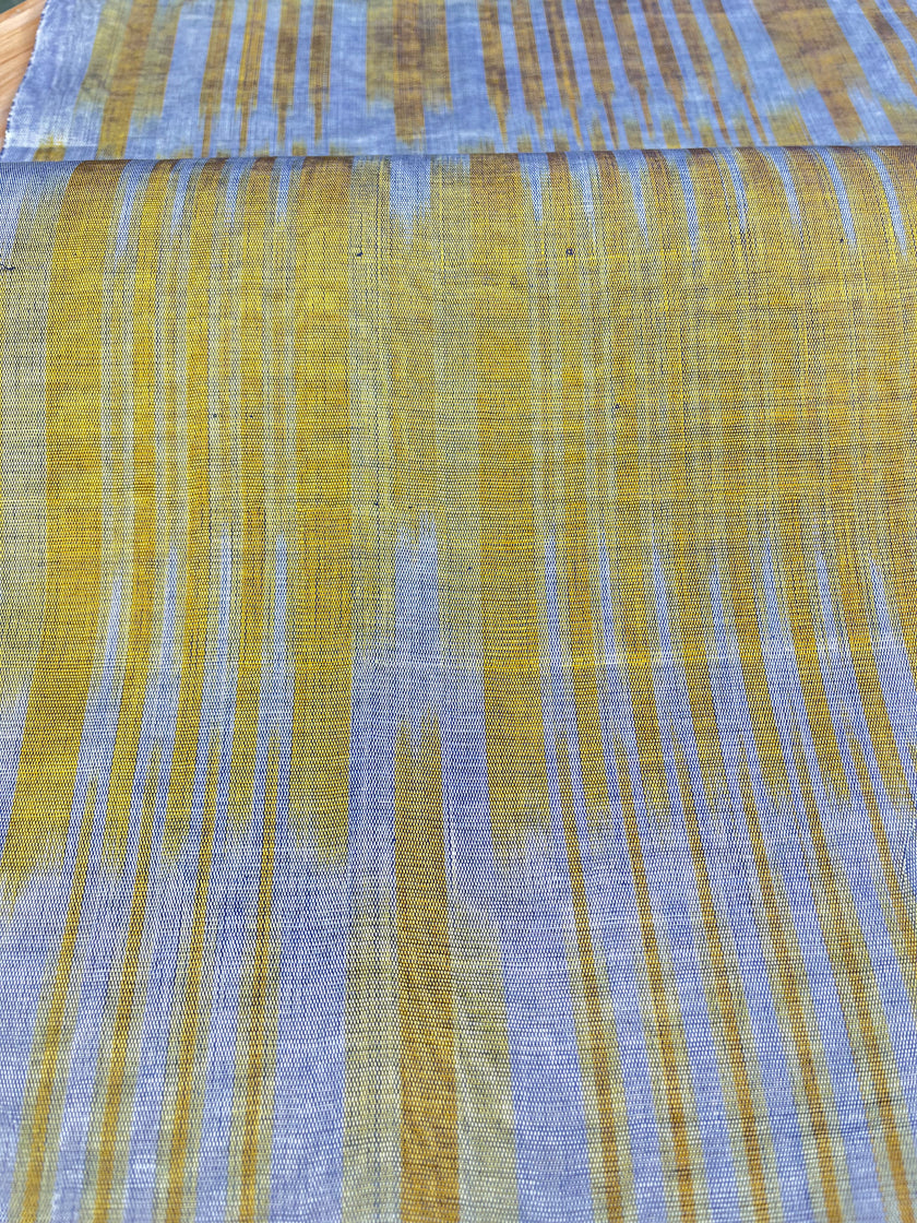 Sarı İkat Çizgili Lüks İpek Döşeme Osmanlı Başlık, Ev Tekstili İç Mekan Kumaşları: Yastık Kılıfları, Kimono Esintili Tasarımlar, Filigran Desenleri.