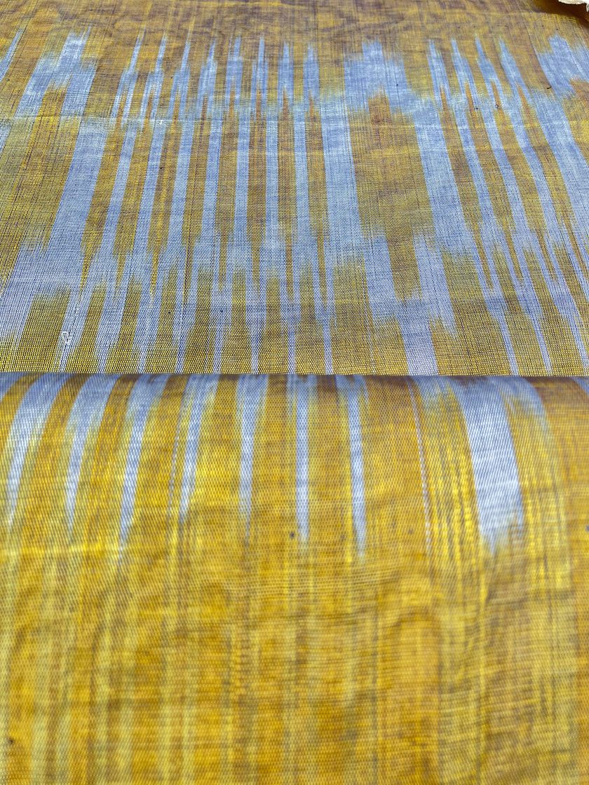 Sarı İkat Çizgili Lüks İpek Döşeme Osmanlı Başlık, Ev Tekstili İç Mekan Kumaşları: Yastık Kılıfları, Kimono Esintili Tasarımlar, Filigran Desenleri.