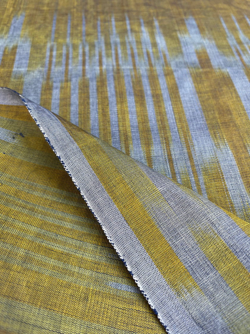 Sarı İkat Çizgili Lüks İpek Döşeme Osmanlı Başlık, Ev Tekstili İç Mekan Kumaşları: Yastık Kılıfları, Kimono Esintili Tasarımlar, Filigran Desenleri.