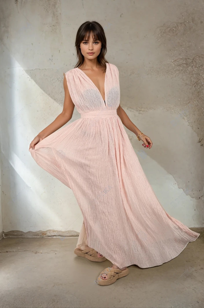 Dry Rose Pink Unique Natural Fabrics: Funky, Sheer, and Textured Cotton Linen.