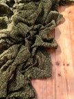 Green Linen Fabric By The Yard Textured Handloom Semi-Sheer Natural Fabrics.