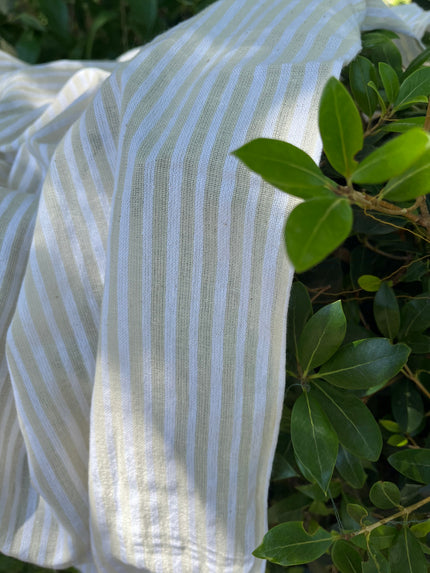 Beige Striped- Black Striped- Brown Striped Neutral Organic Cotton Fabric.