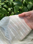White Pin Striped Neutral Organic Cotton Fabric By The Meter.