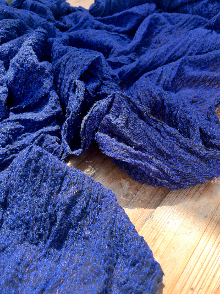 Metre Kare Indigo Mavi Keten Kumaş, Organik Pamuklu Kumaş, Dokulu El Dokuma Yarı Şeffaf Doğal Kumaşlar.