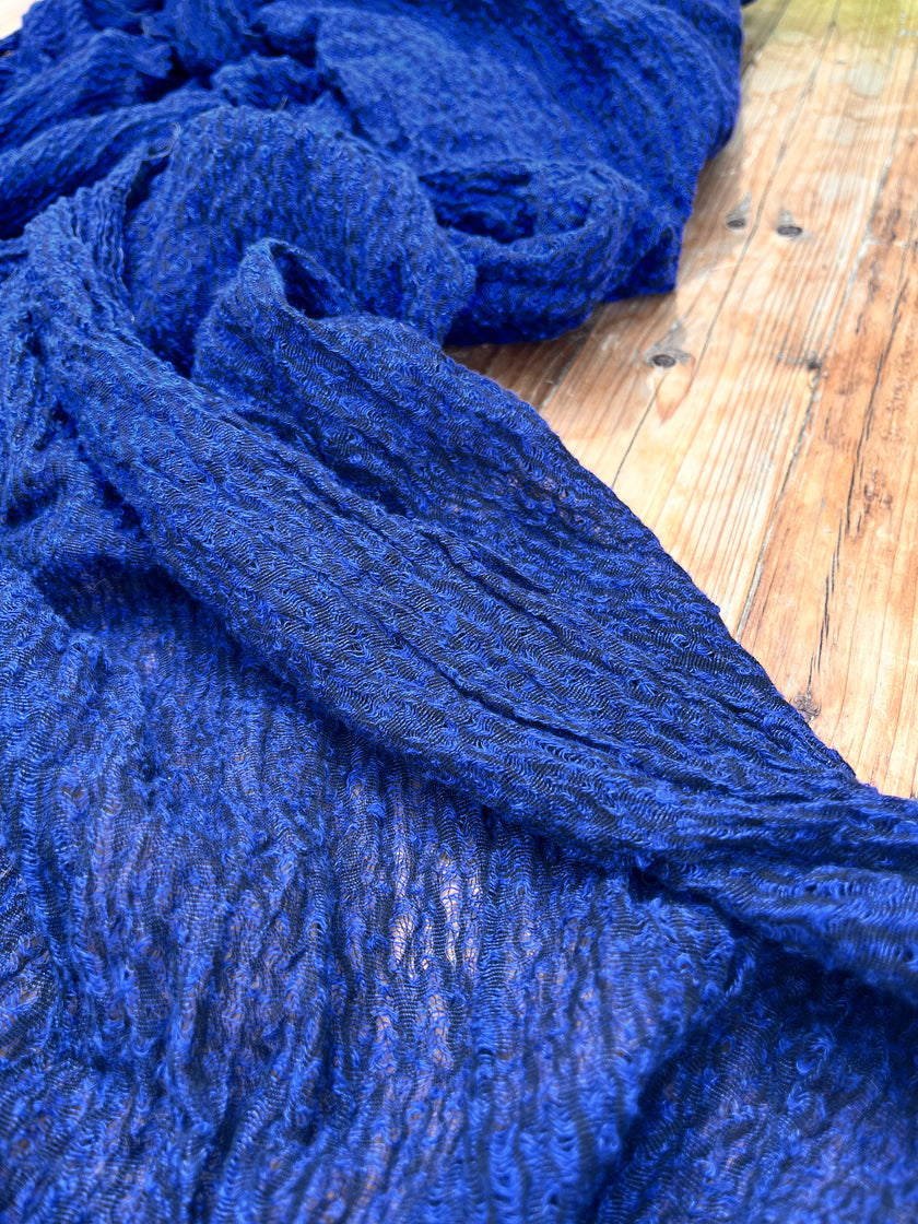 Metre Kare Indigo Mavi Keten Kumaş, Organik Pamuklu Kumaş, Dokulu El Dokuma Yarı Şeffaf Doğal Kumaşlar.