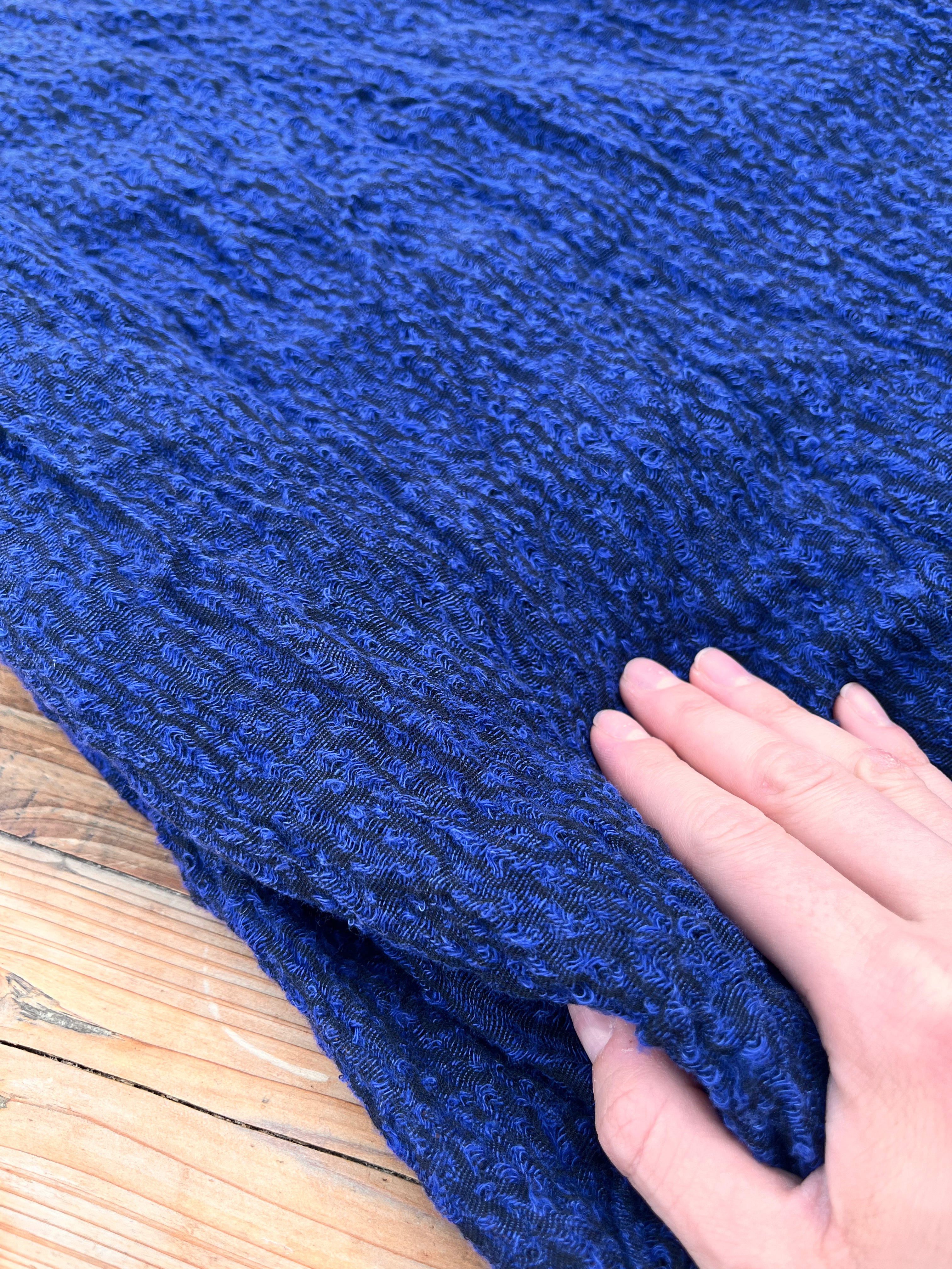 Indigo Blue Linen Fabric By The Yard Textured Handloom Semi-Sheer Natu ...